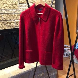 Lands End ladies sz 18 red wool jacket with full zipper and 2 pockets